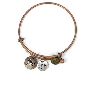 Make A Wish Dandelion Clock Expandable Charm Bracelet-Copper Finish